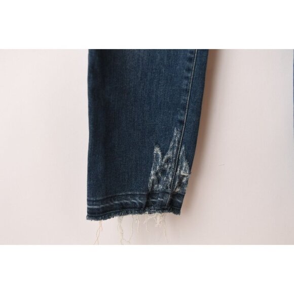 FRAME Denim Women's Sz 31 Le High Straight Raw Hem Distressed Jeans Medium Wash - Picture 12 of 13